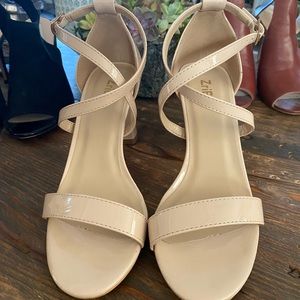 ZriEy Patent Nude strappy heel Sandals